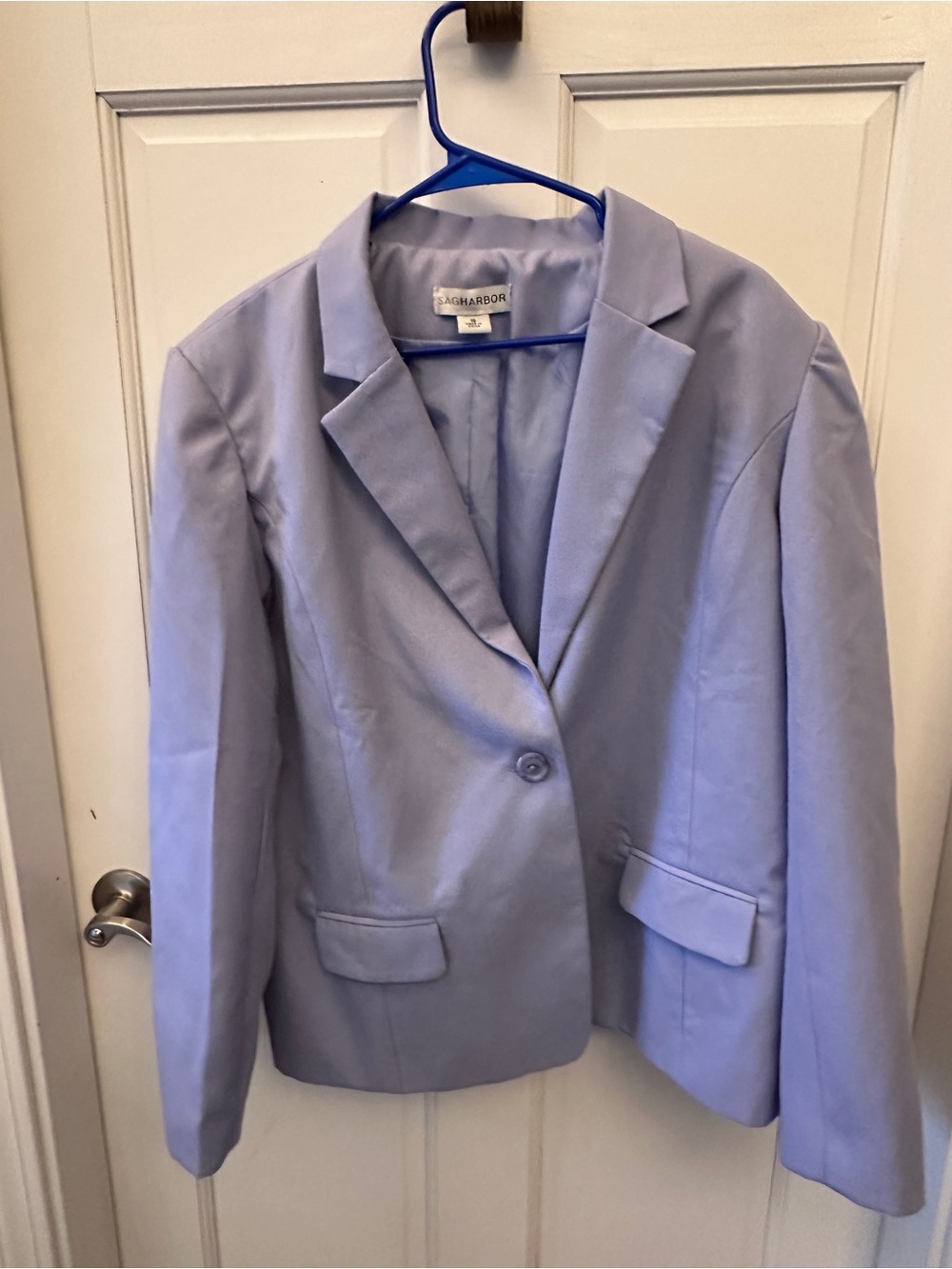 Sag Harbor Lavender Periwinkle One Button Lined Blazer Size 18